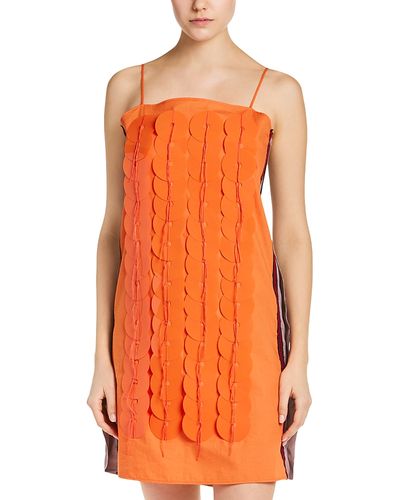 Marni Marni Cotton Color Blocked Embellished Mini Dress