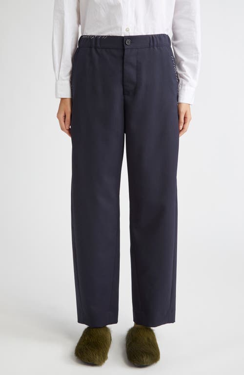 Marni Marni Elastic Waist Wool Straight Leg Trousers