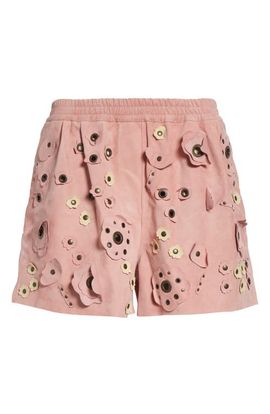 Marni Marni Floral Appliqué Suede Shorts