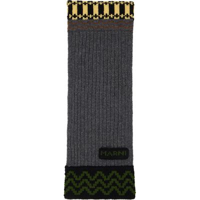 Marni Marni Gray & Yellow Wool Scarf