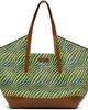 Marni Marni Green & Blue Raffia-Effect Waves Tote - 1