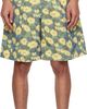 Marni Marni Green & Yellow Linen Blend Blurry Floral Print Shorts - 1
