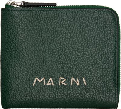 Marni Marni Green 'Marni Mending' Embroidery Zip-Around Wallet