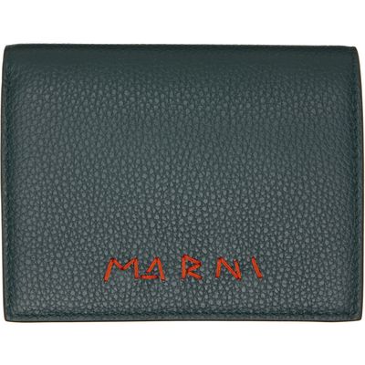Marni Marni Green 'Marni Mending' Leather Bifold Wallet