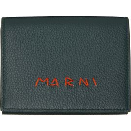 Marni Marni Green 'Marni Mending' Leather Trifold Wallet