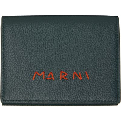 Marni Marni Green 'Marni Mending' Leather Trifold Wallet