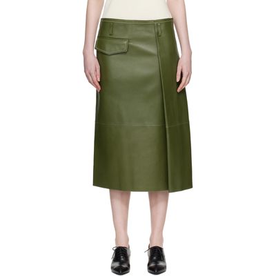 Marni Marni Green Pocket Bonded Nappa Leather Midi Skirt