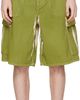 Marni Marni Green Screen-Printed Denim Cargo Shorts - 1