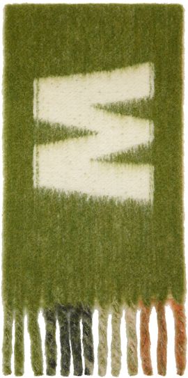 Marni Marni Green Striped Logo Scarf
