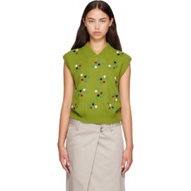 Marni Marni Green Wool-Cashmere Flower Embroidery Vest