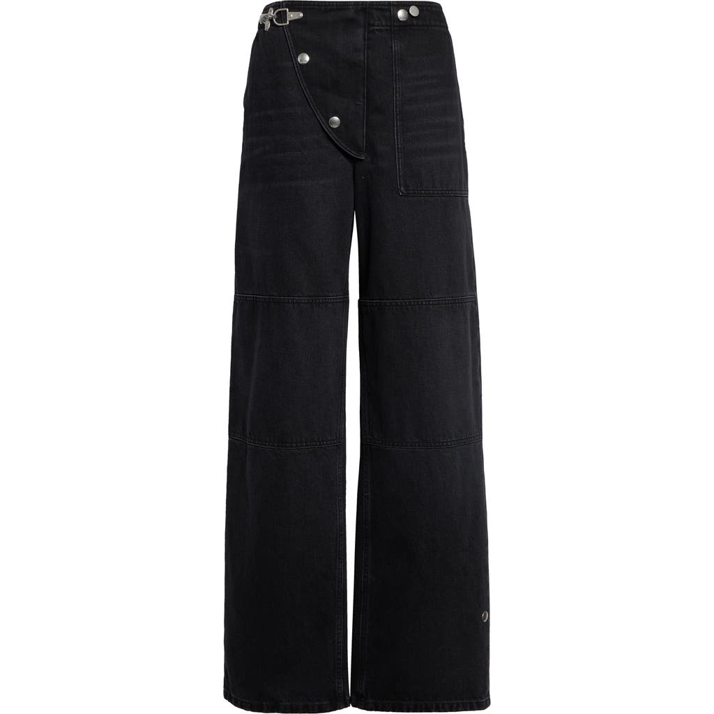 Marni Marni High Waist Snap Fly Panel Wide Leg Jeans