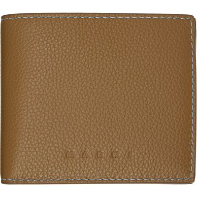 Marni Marni Khaki Contrast Stitching Leather Bifold Wallet