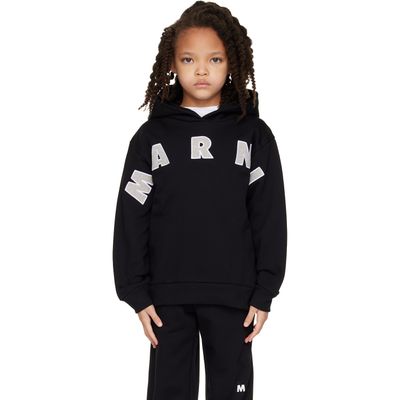 Marni Marni Kids Black Logo Appliqué Hoodie