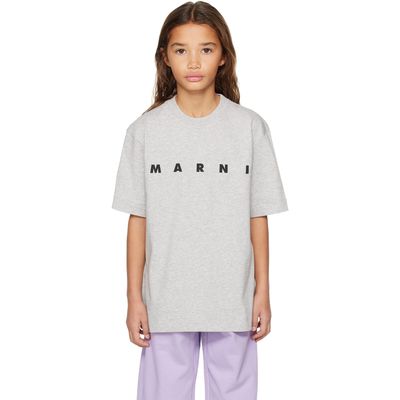 Marni Marni Kids Gray Cotton Logo T-shirt