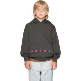 Marni Marni Kids Gray Printed-Logo Hoodie