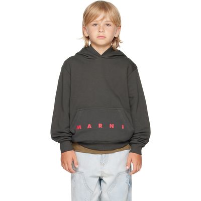 Marni Marni Kids Gray Printed-Logo Hoodie