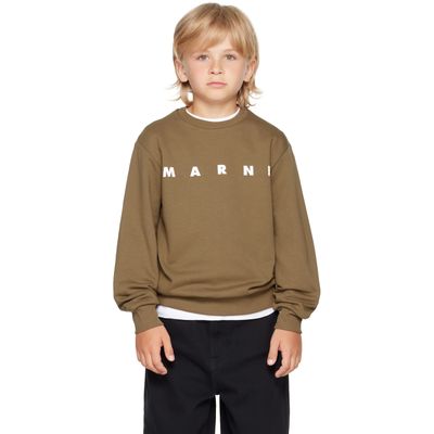 Marni Marni Kids Khaki Cotton 'Marni' Print Sweatshirt