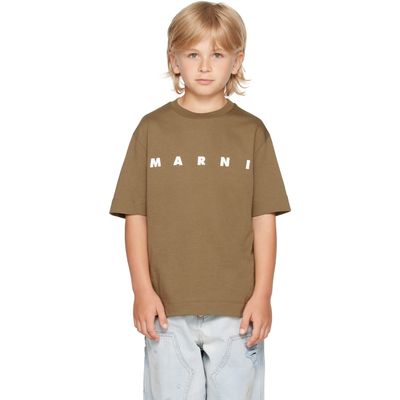 Marni Marni Kids Khaki Printed-Logo T-shirt