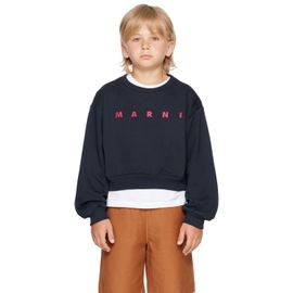 Marni Marni Kids Navy Cotton 'Marni' Print Sweatshirt