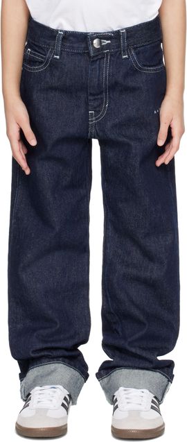 Marni Marni Kids Navy Embroidered-Logo Jeans