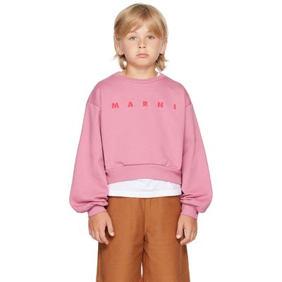 Marni Marni Kids Pink Cotton 'Marni' Print Sweatshirt