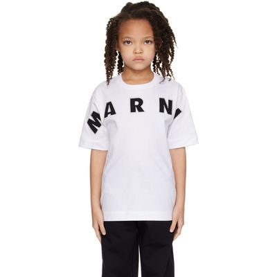 Marni Marni Kids White Logo Appliqué T-shirt