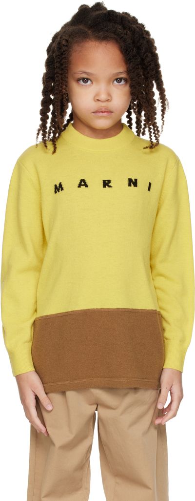 Marni Marni Kids Yellow & Brown Intarsia Logo Sweater
