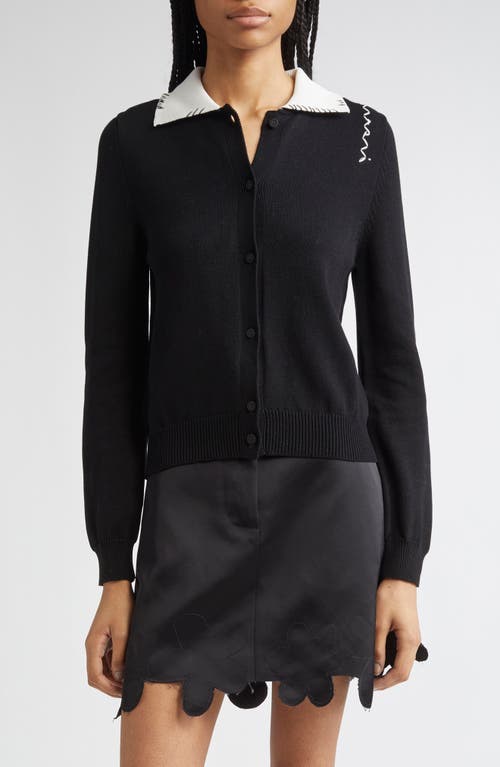 Marni Marni Logo Embroidered Long Sleeve Cardigan
