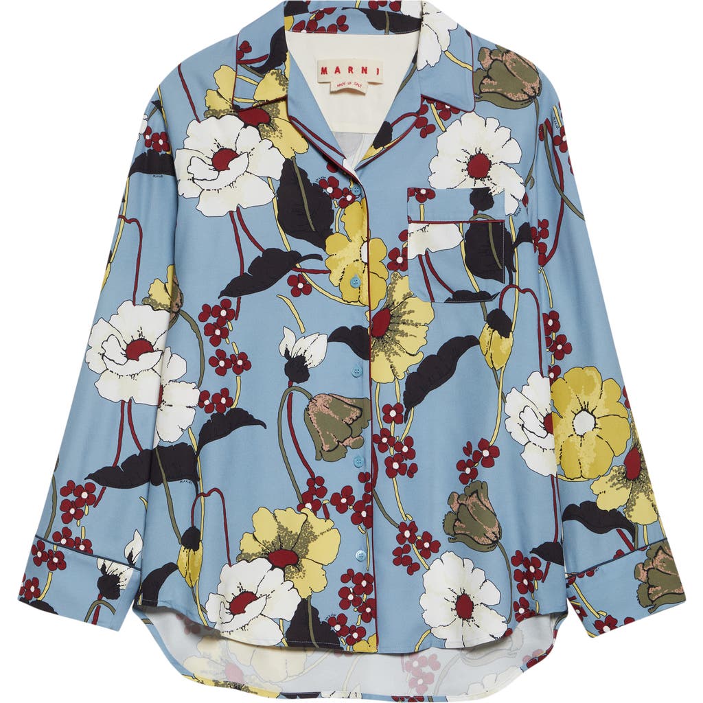 Marni Marni Melodia Floral Satin Pajama Shirt