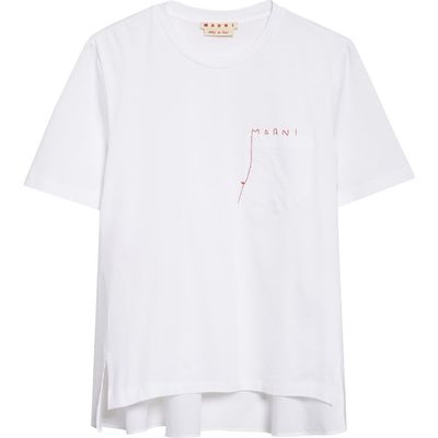 Marni Marni Mending Logo Cotton Poplin Pocket T-Shirt