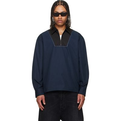 Marni Marni Navy Poplin Zip Bib Shirt