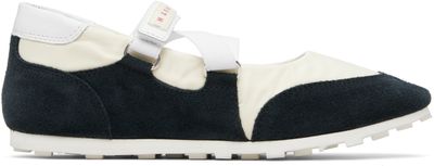 Marni Marni Off-White & Black Mary Jane Velcro Sneakers