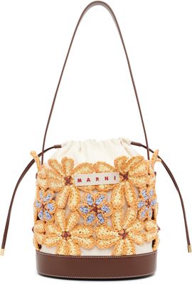 Marni Marni Off-White & Orange Flower Bucket Bag