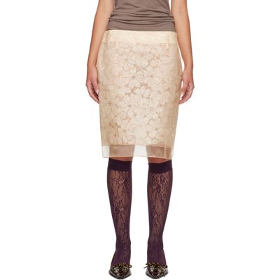 Marni Marni Off-White Floral Paper Midi Skirt