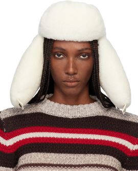 Marni Marni Off-White Shearling Aviator Hat