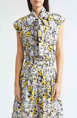 Marni Marni Pop Flowers Print Cotton Bow Top