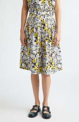Marni Marni Pop Flowers Print High Waist Cotton Skirt