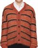 Marni Marni Red & Black Fuzzy Wuzzy Stripe V-Neck Cardigan - 1