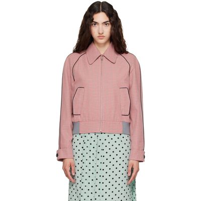 Marni Marni Red Plaid Crop Bomber Jacket