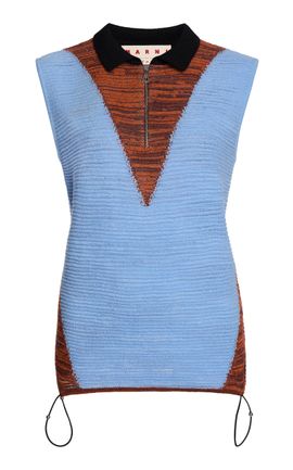 Marni Marni SpaceDyed Zipped Wool Knit Top