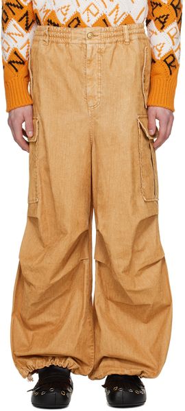 Marni Marni Tan Loose-Fit Denim Cargo Pants