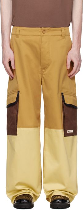 Marni Marni Tan Water-Repellent Colour-Block Cargo Pants