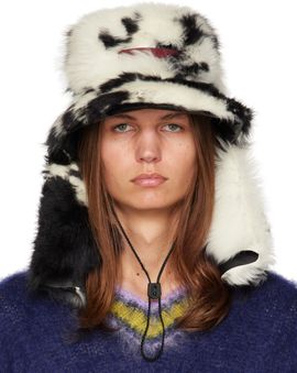 Marni Marni White & Black Quilted Shearling Hat