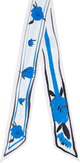 Marni Marni White & Blue Floral Print Silk Bandeau Scarf
