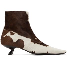 Marni Marni White & Brown Cow-Print Ponyhair Cindi Boots