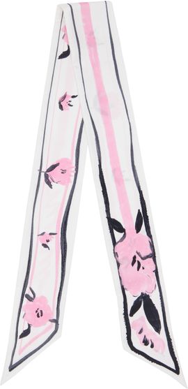 Marni Marni White & Pink Floral Print Silk Bandeau Scarf