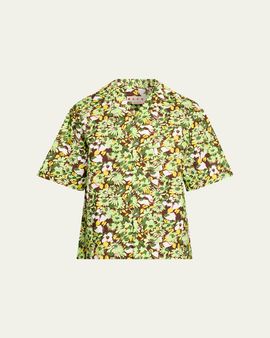 Marni Men's Multicolor Floral Cotton Camp Shirt