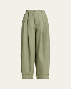 Marni Pleated Canvas Wide-Leg Pants