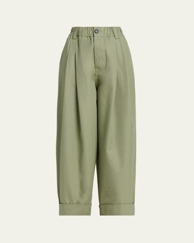 Marni Pleated Canvas Wide-Leg Pants