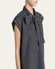 Marni Self-Tie Half-Placket Striped Blouse - 5